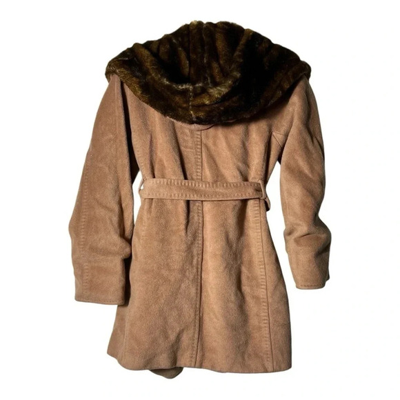 VOTRE NOM… OPEN FRONT WITH TIE CASHMERE COAT SIZE 1 (see measurements) TAN BROWN - Picture 5 of 7